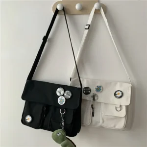 Youth Fashion Canvas Diagonal Crossbody Bag Casual Version Ladies Large Capacity Shoulder Bags Solid Color Women Messenger Bags