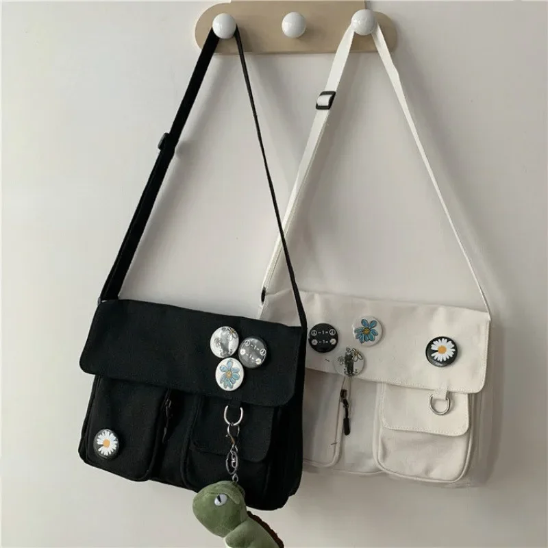 Youth Fashion Canvas Diagonal Crossbody Bag Casual Version Ladies Large Capacity Shoulder Bags Solid Color Women Messenger Bags